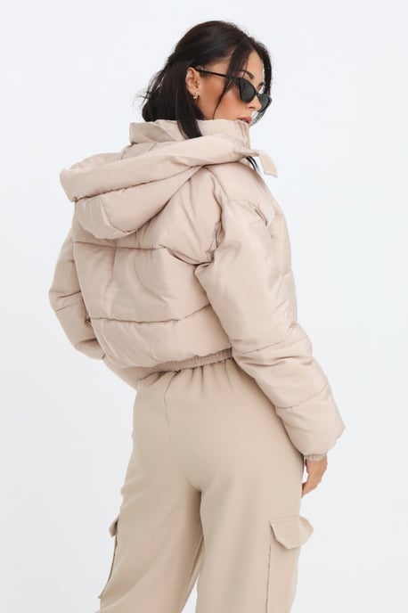 Cropped Padded Long Sleeve Zip Front Shower Proof Jacket - Image 3