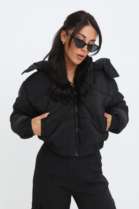 Cropped Padded Long Sleeve Zip Front Shower Proof Jacket - Image 1