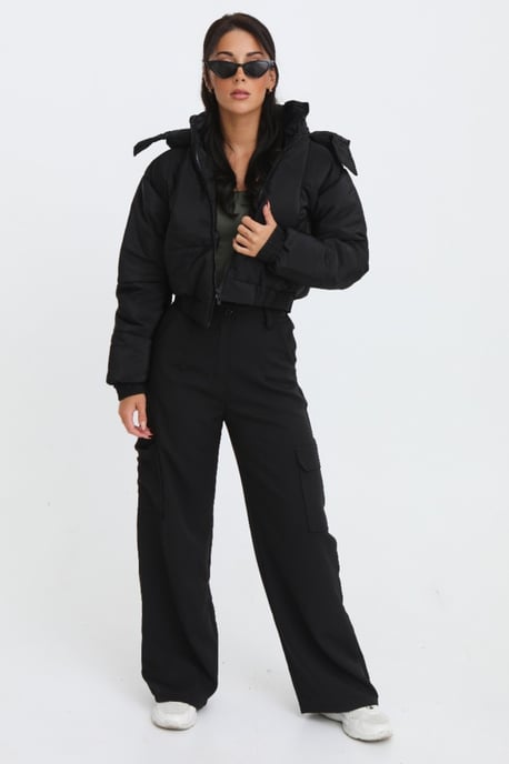Cropped Padded Long Sleeve Zip Front Shower Proof Jacket - Image 2