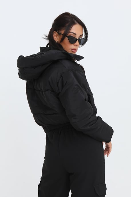 Cropped Padded Long Sleeve Zip Front Shower Proof Jacket - Image 3