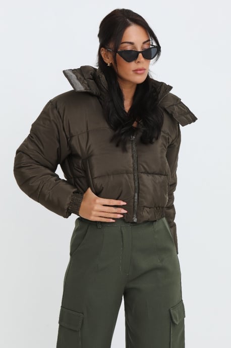 Cropped Padded Long Sleeve Zip Front Shower Proof Jacket - Image 1