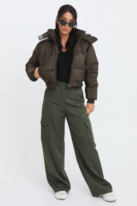 Cropped Padded Long Sleeve Zip Front Shower Proof Jacket - Image 2
