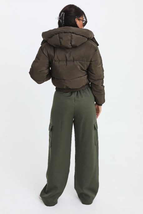 Cropped Padded Long Sleeve Zip Front Shower Proof Jacket - Image 3