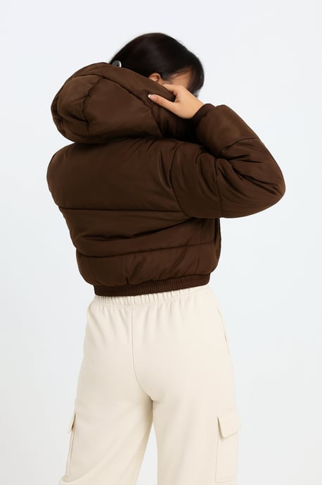 Cropped Padded Long Sleeve Zip Front Shower Proof Jacket - Image 2