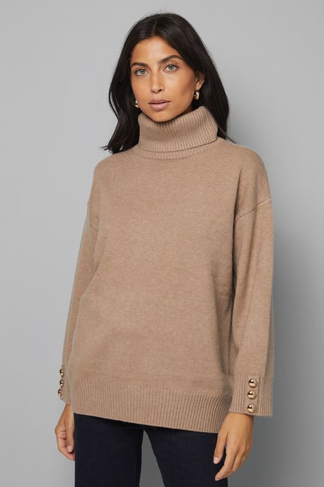 Roll Neck Button Cuff Jumper - Image 1