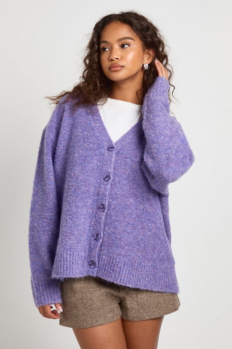 Oversized Boucle Knitted Boyfriend Cardigan - Image 3