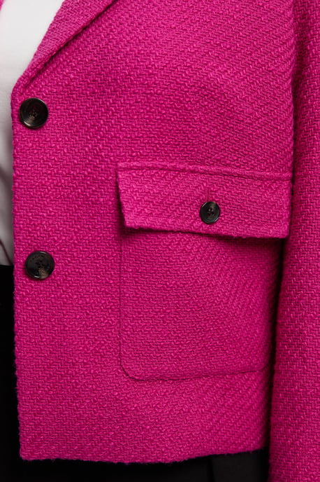 Plus Size Textured Tweed Cropped Tailored Jacket - Image 3