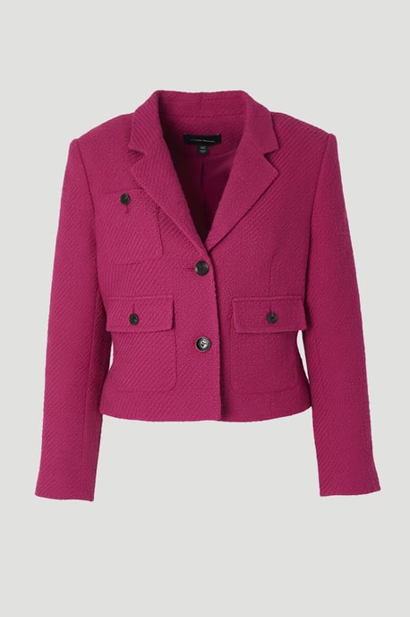 Plus Size Textured Tweed Cropped Tailored Jacket - Image 4