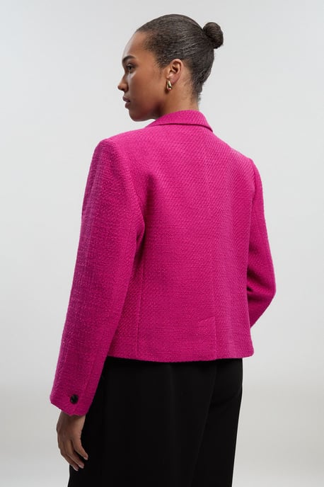 Plus Size Textured Tweed Cropped Tailored Jacket - Image 5