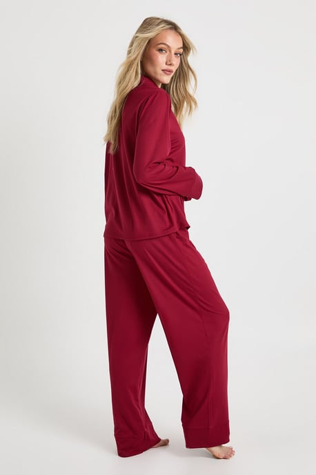 Petite Soft Touch Button Through Shirt and Trouser Pyjama Set - Image 2