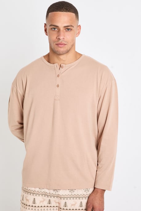 Mens Matching Family Fairisle Print Baby Fleece Long Sleeve Top & Joggers Pyjama Set - Image 4