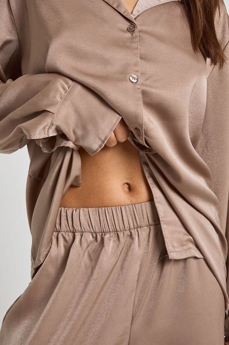 Oversized Satin Long Sleeve Shirt & Trousers Pyjama Set - Image 4