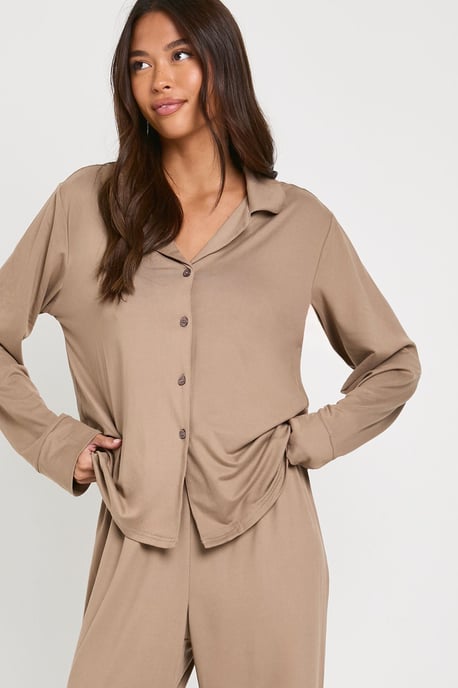 Soft Touch Button Through Shirt and Trouser Pyjama Set - Image 4