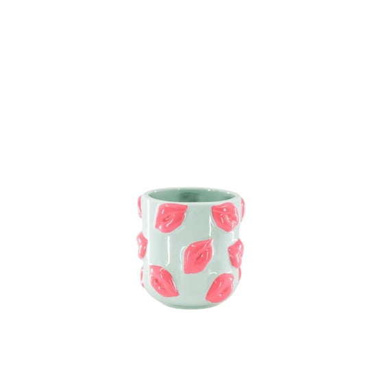 House Vitamin Pot kisses ceramics mint/pink -11x11x11,5cm - Image 1