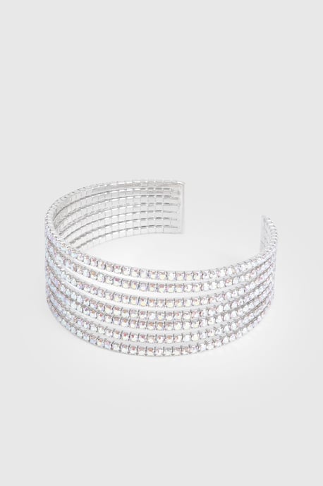 Silver Multi Layer Embellished Bangle - Image 2