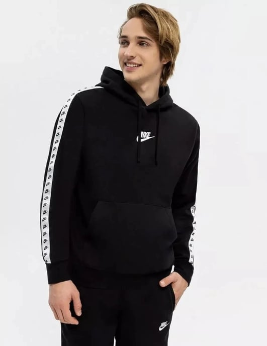 Nike Tape Mens Black Sportswear Fleece Tracksuit - Image 3