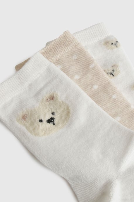 Novelty Bear Detail Socks 3 Pack - Image 2