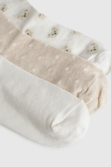 Novelty Bear Detail Socks 3 Pack - Image 3