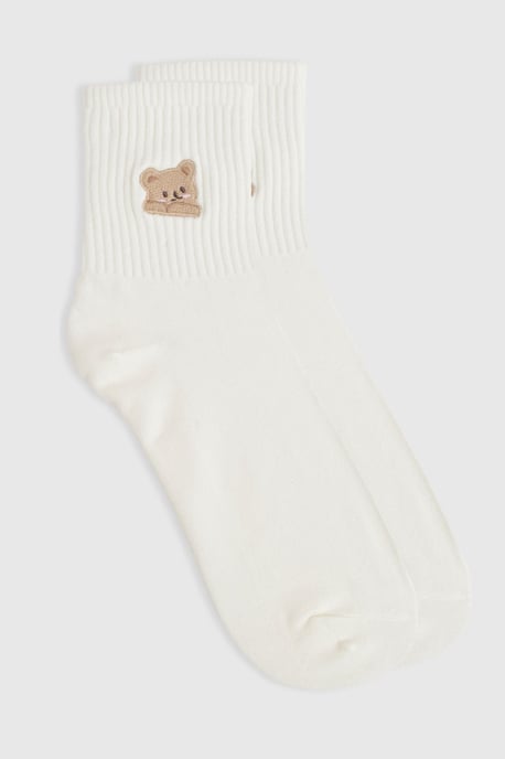 Embroidered Bear Detail Socks - Image 2