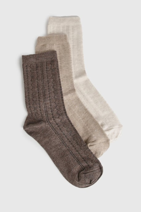 Neutral Pointelle Socks 3 Pack - Image 1