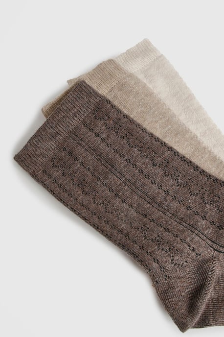 Neutral Pointelle Socks 3 Pack - Image 2