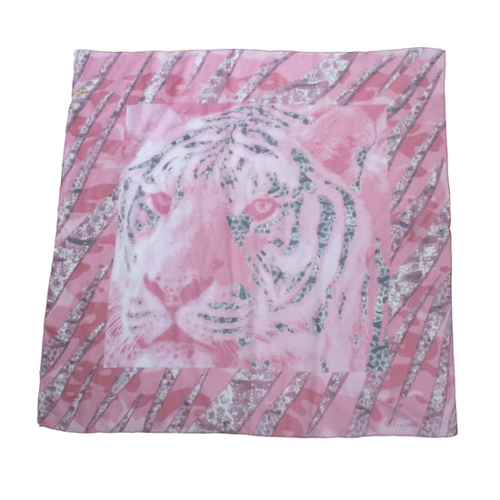Cartier diamond and jaguar printed scarf in pink - Image 2