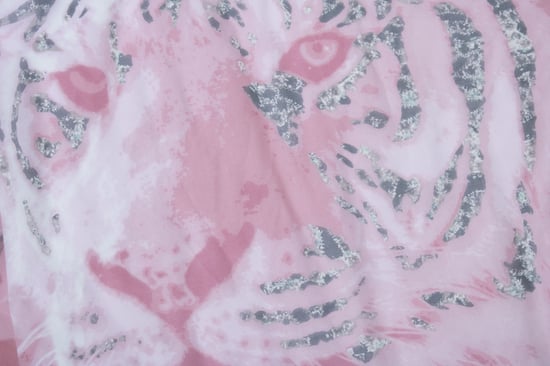 Cartier diamond and jaguar printed scarf in pink - Image 3