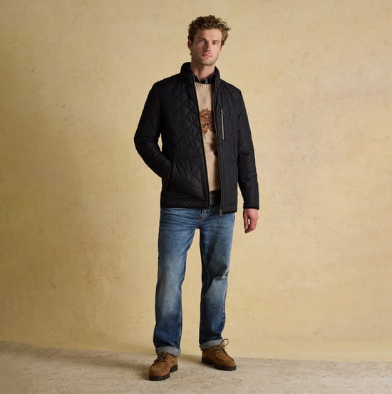 Joules Maynard Mens Diamond Quilted Jacket Black - Image 2