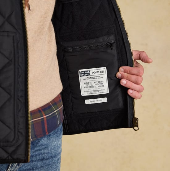Joules Maynard Mens Diamond Quilted Jacket Black - Image 6