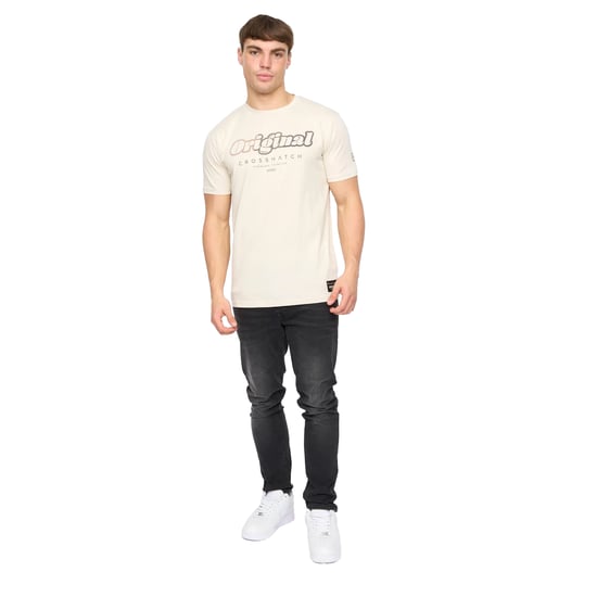 Crosshatch Heren Hybridge T-Shirt (Off White) - Image 4