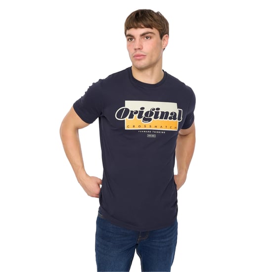 Crosshatch Mens Chevin T-Shirt (Navy) - Image 1