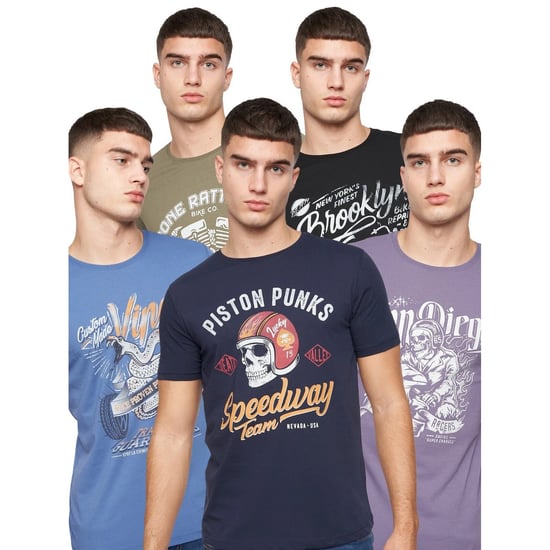 Crosshatch Heren Jerome Assorted Designs T-shirt (Set van 5) (Veelkleurig) - Image 1