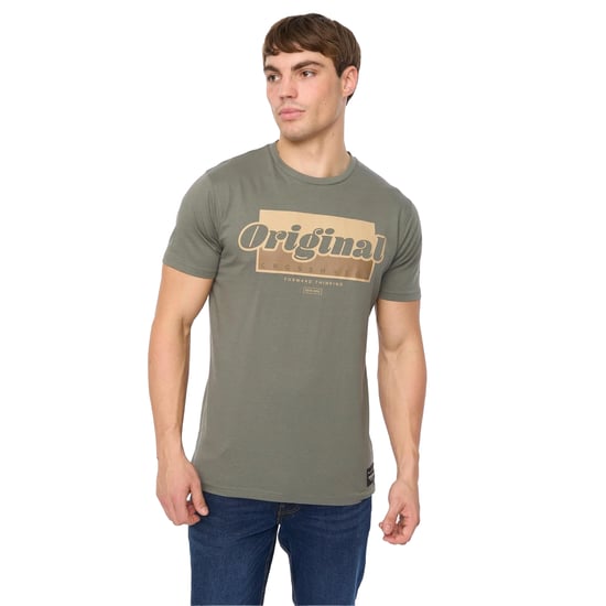Crosshatch Mens Chevin T-Shirt (Olive) - Image 1