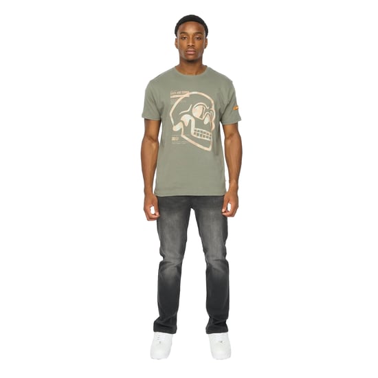 Duck and Cover Heren Skullmatic T-Shirt (Donkere Olijf) - Image 4
