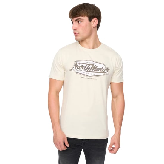 Crosshatch Heren Hellmere T-Shirt (Off White) - Image 4