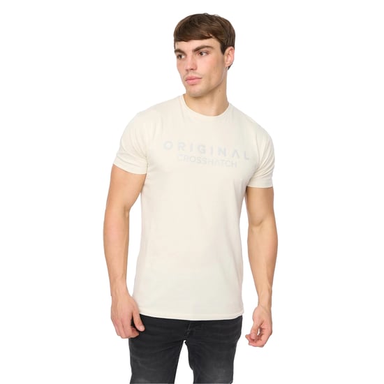 Crosshatch Heren Demiwear T-Shirt (Off White) - Image 4