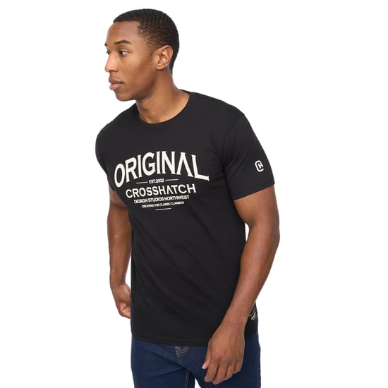Crosshatch Heren Vintage T-Shirt (Zwart) - Image 3