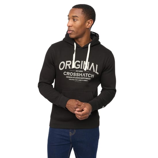Crosshatch Heren Vintarge Hoodie (Zwart) - Image 1