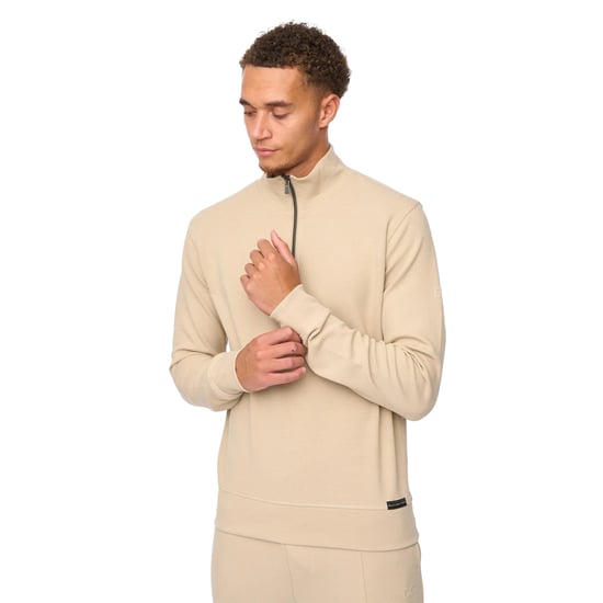 Duck and Cover Heren Slellmoore Quarter Zip Sweatshirt (Stone) - Image 3