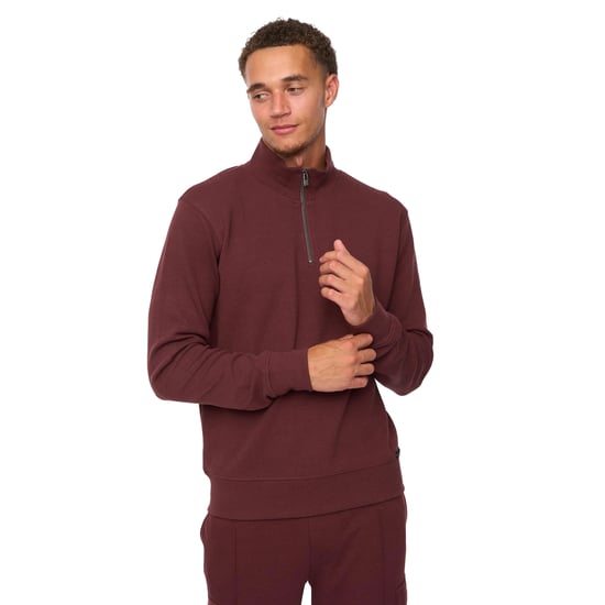 Duck and Cover Heren Slellmoore Kwart Rits Sweatshirt (Wijn) - Image 3