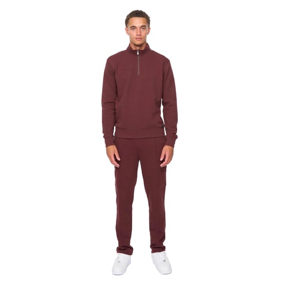 Duck and Cover Heren Slellmoore Kwart Rits Sweatshirt (Wijn) - Image 4