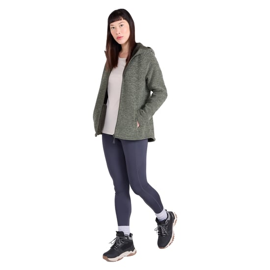 Mountain Warehouse Womens/Ladies Hayfield Melange Faux Fur Lined Fleece Top (Khaki Green) - Image 3
