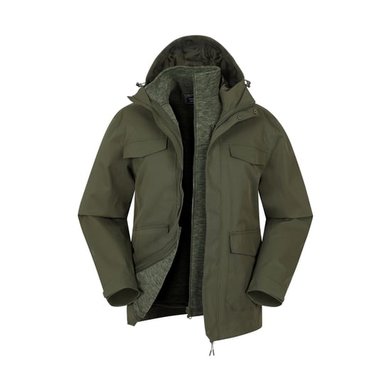 Mountain Warehouse Heren Rushes 3 in 1 Waterdichte Jas (Kaki Groen) - Image 6