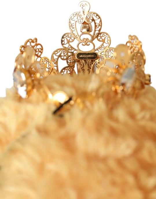 Brun Teddybjörn Guld Kristall Krona Hårband Diadem - Image 5