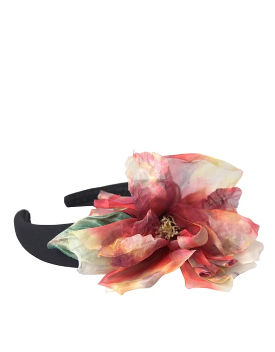Rosapink Silke Blommig Svart Tiara Kvinna Hårband Diadem - Image 2
