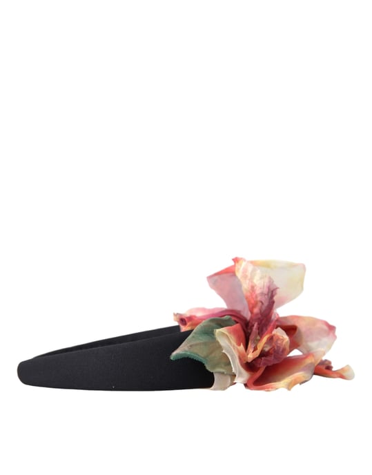 Rosapink Silke Blommig Svart Tiara Kvinna Hårband Diadem - Image 4
