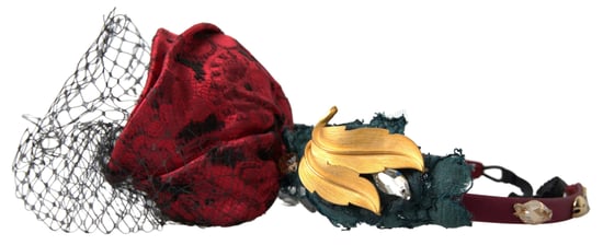Röd med flerfärgade rosor Silke Kristall Nätad Logotyp Diadem Hårband - Image 2