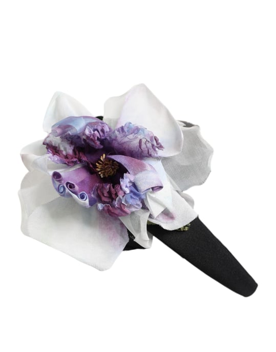 Svart Grön Silkesslips Lila Vit Blommig Appliké Accessoar Hårband - Image 2