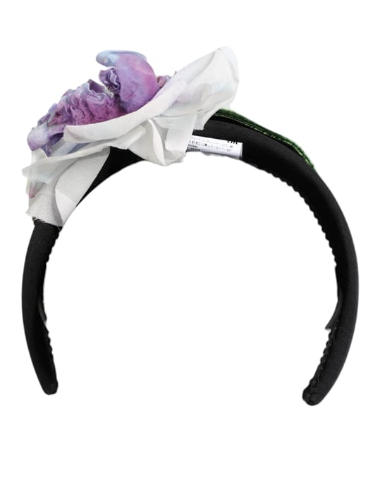 Svart Grön Silkesslips Lila Vit Blommig Appliké Accessoar Hårband - Image 3