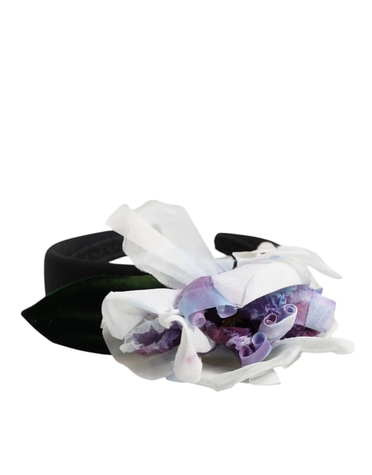 Svart Grön Silkesslips Lila Vit Blommig Appliké Accessoar Hårband - Image 4